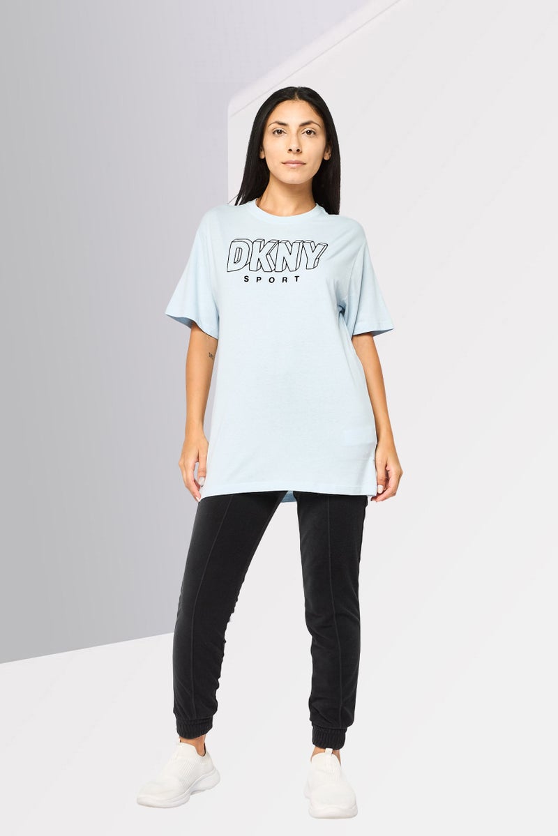 DKNY Women Sportswear Fit Short Sleeve Outdoor T-Shirt, Light Blue - Image 2