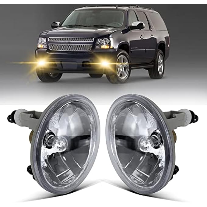BOXLIGHT Driving Fog Lights For 20072013 Avalanche 20072014 Chevy SuburbanTahoe 20152016 Colorado 20102013 Camaro 2015 SilveradoGmc AcadiaYukon 1 Pair Front Bumper Driving Fog Lamps Clear Lens - Image 1