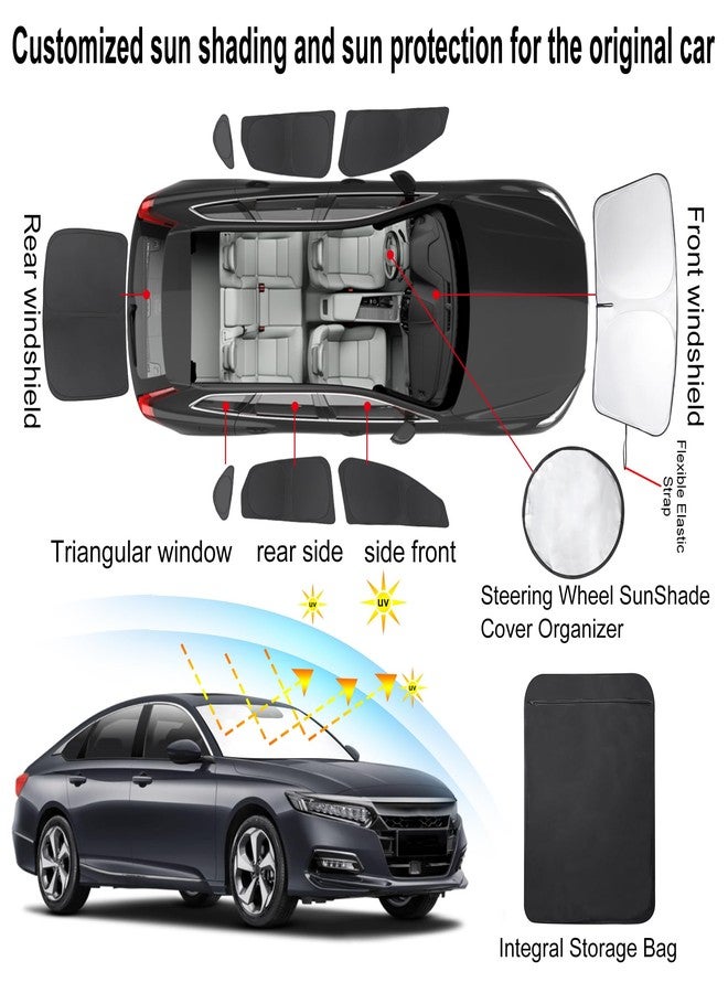 TINGLU Window Shades for Honda Accord 2023 2024 2025 Accessories Car Side Full Windows Windshield Sun Shade Sun UV Rays & Privacy Protection for Camping,Napping,and Relaxing 8PCS - Image 3