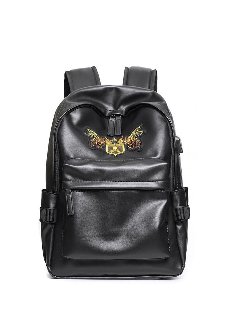 Leather Laptop Backpack for Men Women, School College Bookbag Casual Travel Daypack - Image 1