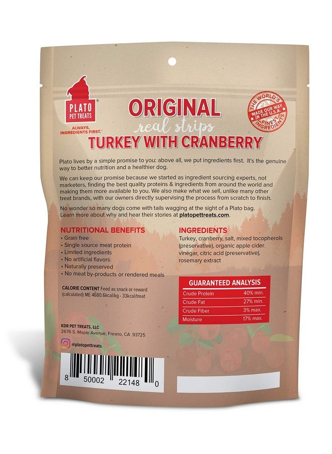 بلاتو مكافآت الكلاب الطبيعية من Turkey Real Strips - لحم حقيقي - مجفف بالهواء - صنع في الولايات المتحدة الأمريكية - ديك رومي وتوت بري، 18 أونصة  - Image 2