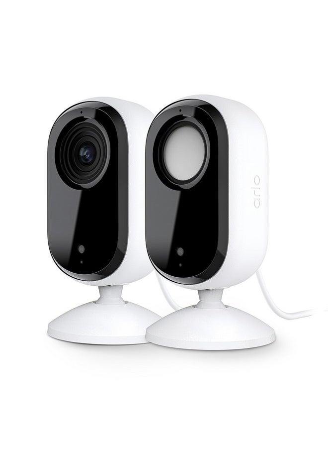 ARLO - Arlo Essential Security Camera 2K | Indoor Only| 2nd Gen | Baby Monitor & Pet Camera | Wired Automated Privacy Shield, 2-Way Audio, Night Vision, Live Stream, Motion Alerts & Notifications White,2 Cam - Image 1