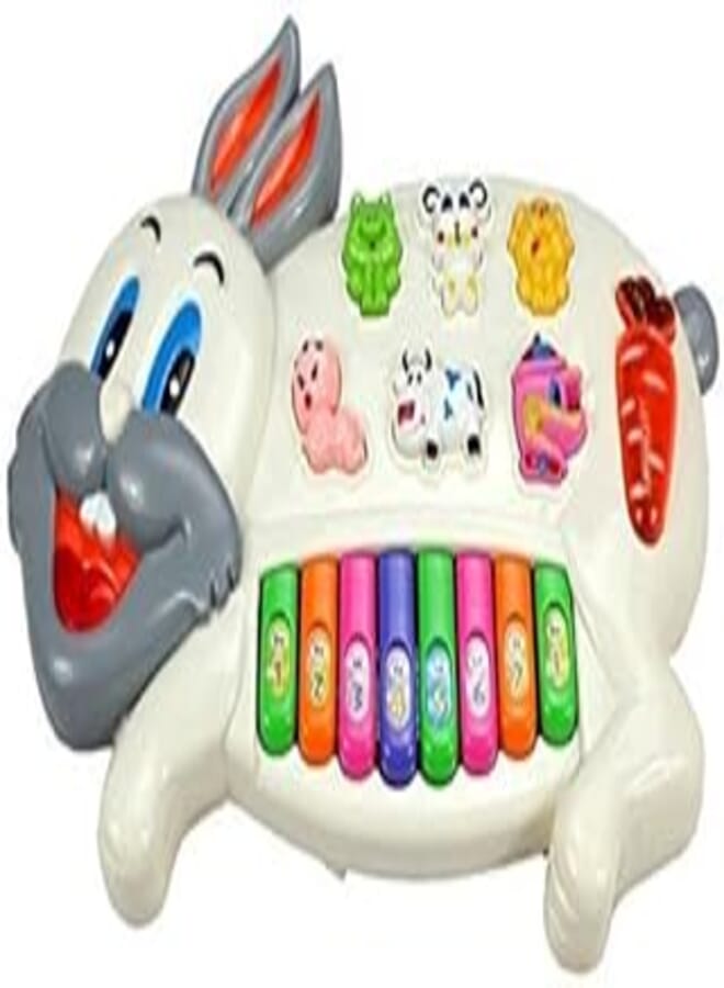 Storio Rabbits Musical Baby Piano with 3 Modes Animal Sounds Baby Toys Flashing Lights & Wonderful Music Toys for Babies