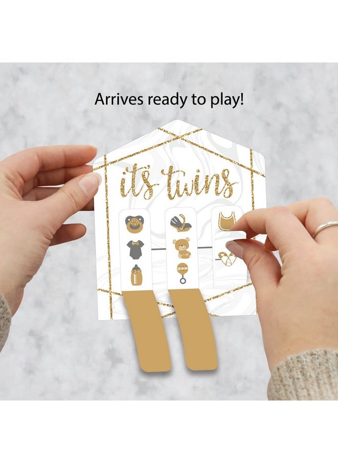 Big Dot of Happiness Big Dot of Happiness It’s Twins - Gold Twins Baby Shower Game Pickle Cards - Pull Tabs 3-in-a-Row - Set of 12  - Image 2