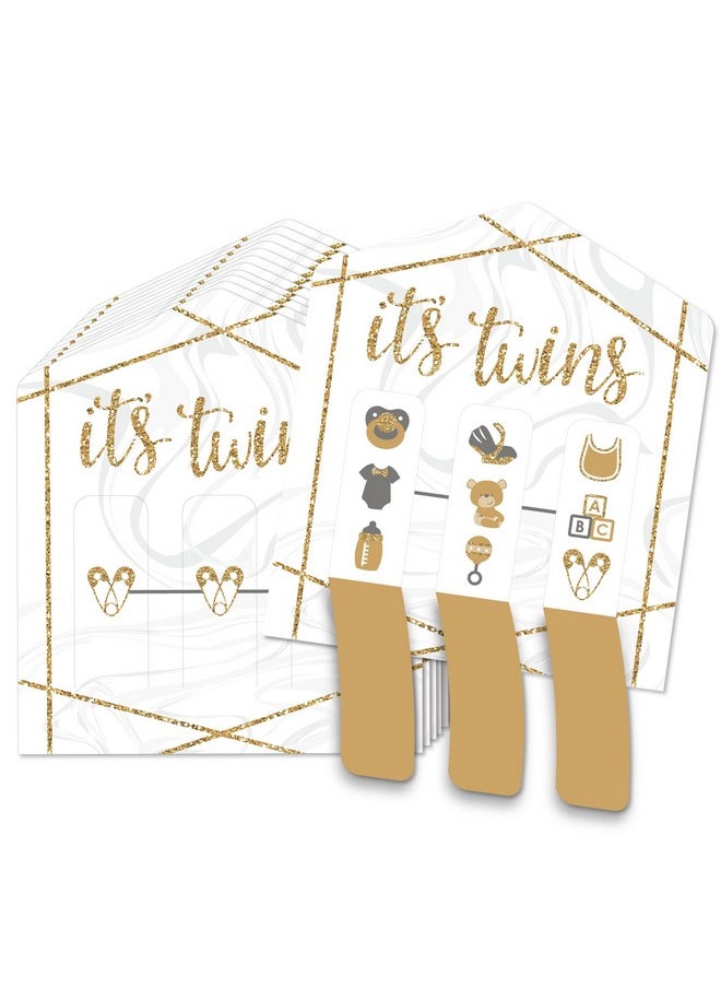 Big Dot of Happiness Big Dot of Happiness It’s Twins - Gold Twins Baby Shower Game Pickle Cards - Pull Tabs 3-in-a-Row - Set of 12  - Image 1
