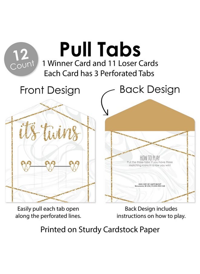 Big Dot of Happiness Big Dot of Happiness It’s Twins - Gold Twins Baby Shower Game Pickle Cards - Pull Tabs 3-in-a-Row - Set of 12  - Image 4