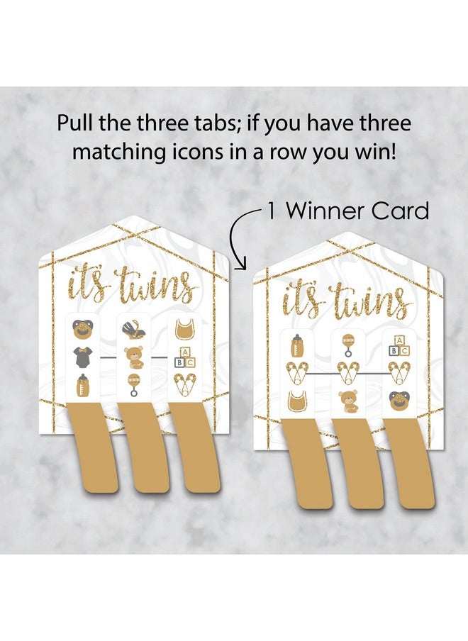 Big Dot of Happiness Big Dot of Happiness It’s Twins - Gold Twins Baby Shower Game Pickle Cards - Pull Tabs 3-in-a-Row - Set of 12  - Image 3