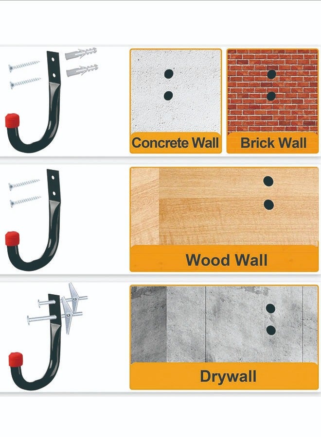 6pcs Garage Hooks, Wall Mount Garden Hose Holder Heavy Garage Storage Hook Wall Mount Garage Hanger for Outside for Hanging Outdoor Air Hose Ropes Pipes Garden Tools Ladders Bikes Bulk Items red  - Image 4