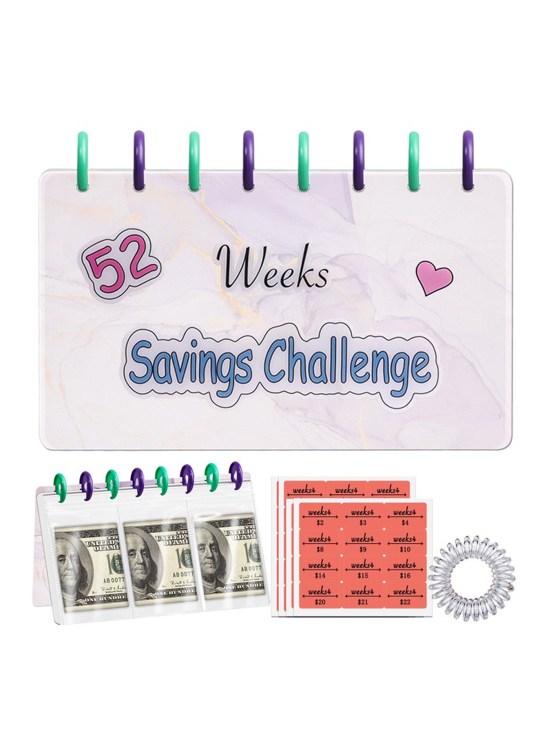 SOLARAE Money Saving Challenge Binder, 52 Week Money Saving Challenge Book, Envelopes Money Saving Challenge Budget Binder, Savings Challenges Binder, Budget Binder with Cash Envelopes, for Home, Office - Image 1