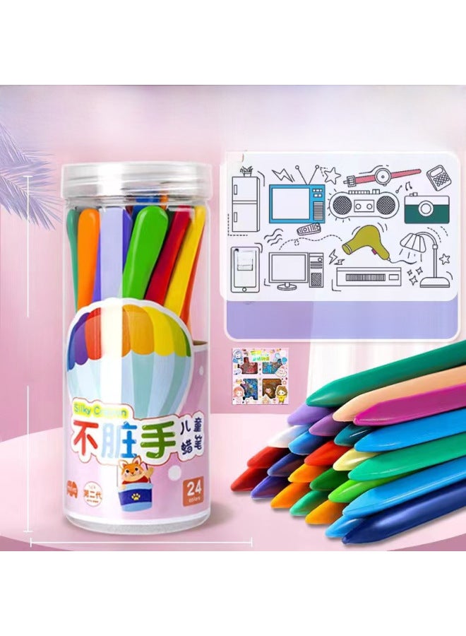 mriya Children's Non-dirty Hand Crayon Student Graffiti Oil Painting Stick Washable Triangle Pole Plastic Crayon - Image 1