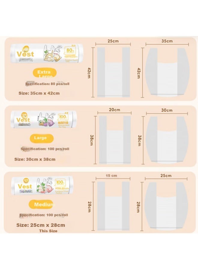 Yekee Yekee Vest-style Food-grade Fresh-keeping Bags Medium Size 100pcs Thickened Handheld Supermarket Kitchen Bags Y-9715 - Image 1