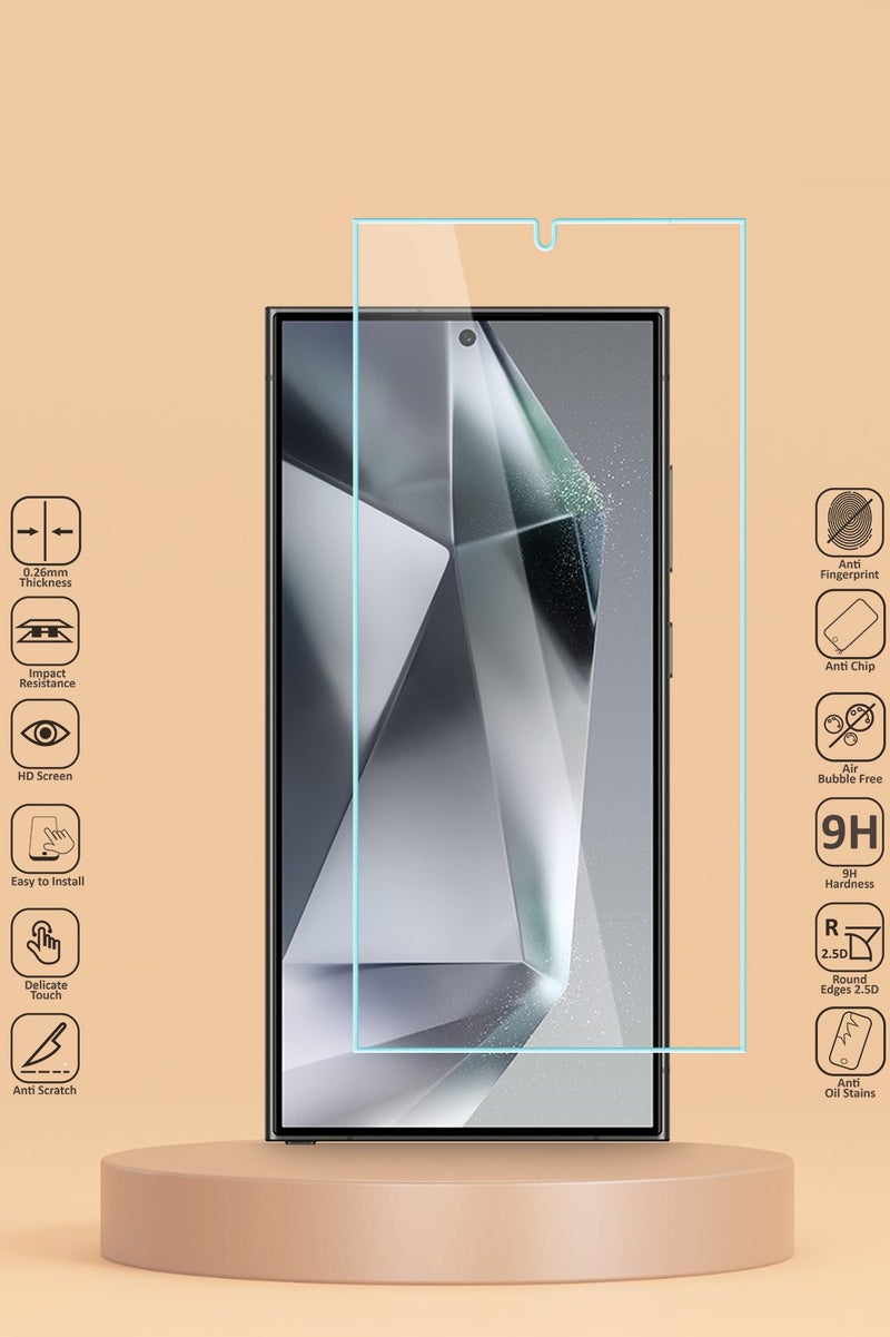 Techie واقي شاشة من الزجاج المقوى عالي الدقة لهاتف Samsung Galaxy S24 Ultra - مضاد للانعكاس ومضاد للفقاعات صلابة 9H 0.33 مم حواف مستديرة سهلة التركيب - Image 2