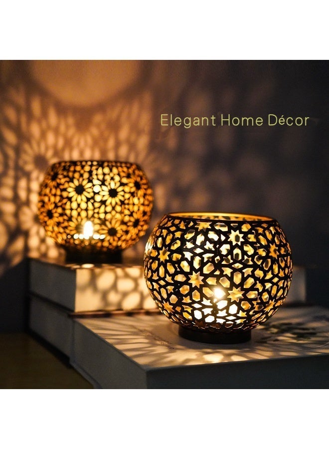 طقم حوامل شموع معدنية ذهبية مكون من 3 قطع - ديكور منزلي أنيق للطاولة لغرفة المعيشة وغرفة الطعام. - Image 2