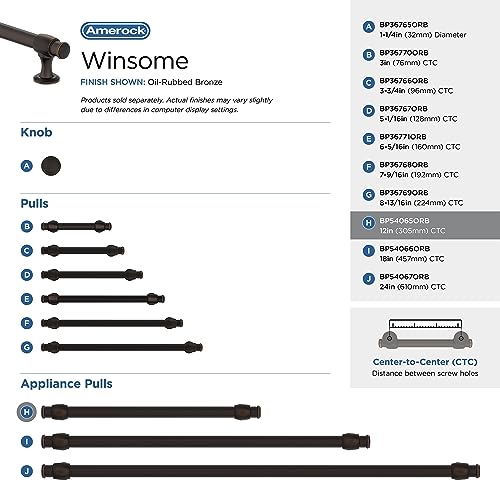 Amerock BP54065ORB Oil Rubbed Bronze Appliance Pull 12 inch 305 mm Center to Center Cabinet Handle Winsome Furniture Hardware - Image 3
