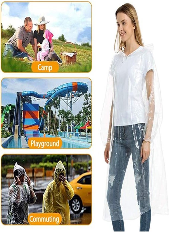 RATSAW 10 Pack Disposable Rain Ponchos Waterproof Rain Poncho for Women and Men Adult Emergency Raincoats with Drawstring Hood and Elasticated Wrists Rain Coats for Outdoor Activities  - Image 3