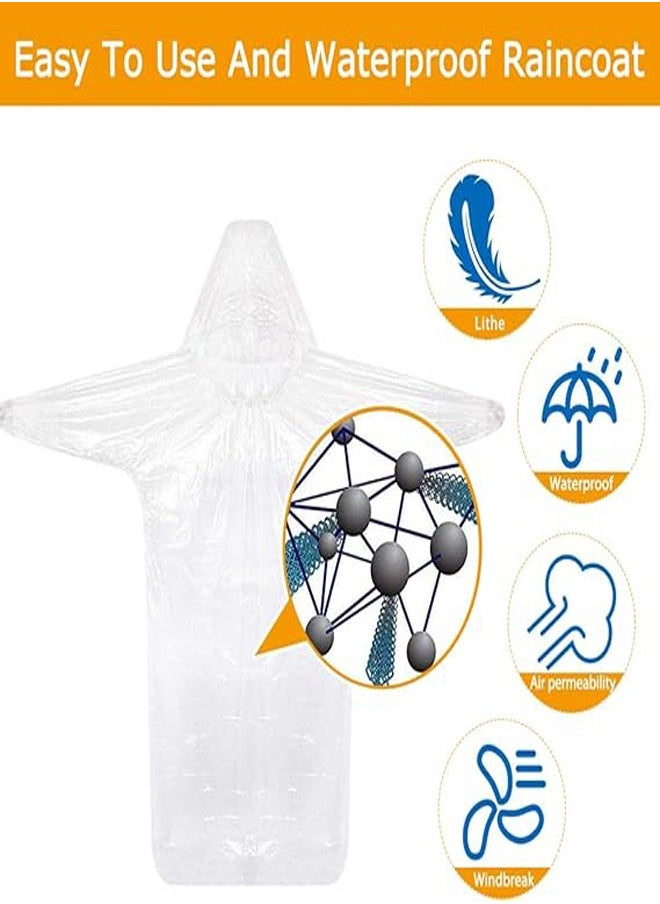 RATSAW 10 Pack Disposable Rain Ponchos Waterproof Rain Poncho for Women and Men Adult Emergency Raincoats with Drawstring Hood and Elasticated Wrists Rain Coats for Outdoor Activities  - Image 4