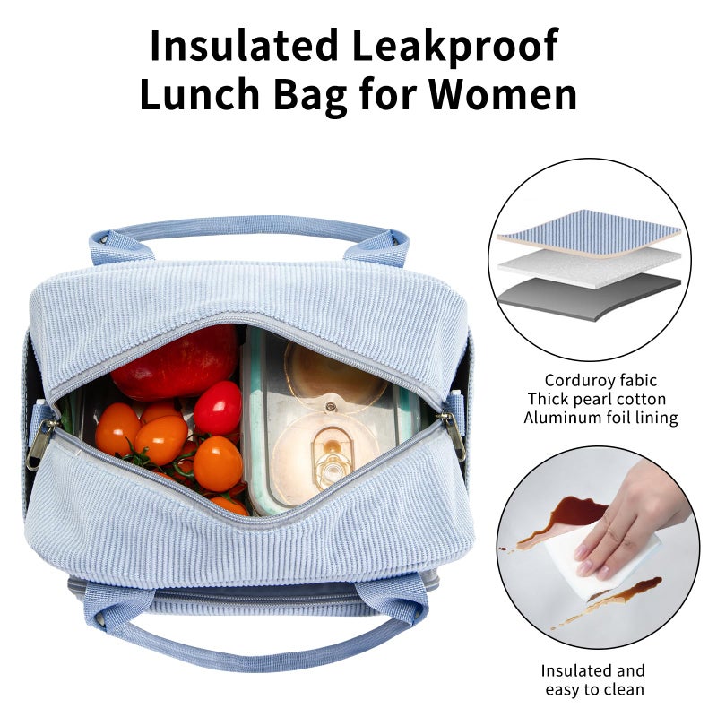 OYLOLA Lunch Bag Women Lunch Box for Women Adult Cute Insulated Lunch Bag Lager Cooler Lunch Tote Bags for Work Picnic (Blue) - Image 5