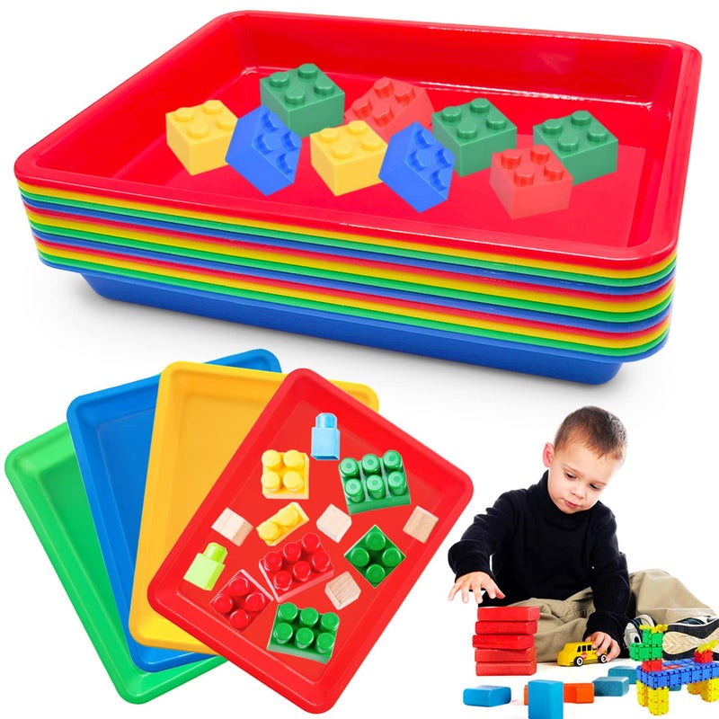 12 Pack Activity Plastic Art TraysMulticolor Plastic Art TraysServing Tray for Art and CraftsDIY ProjectsPainting4 Color