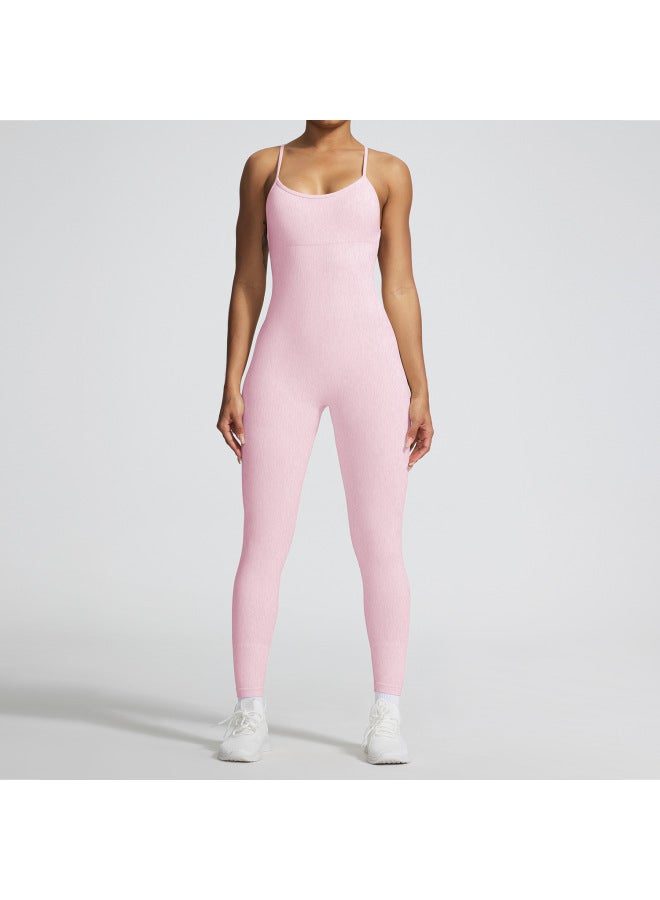 Europe And The United States New Sandwashed Seamless Cross Back Jumpsuit High Elastic Tight Fitness Waist Back Jumpsuit
