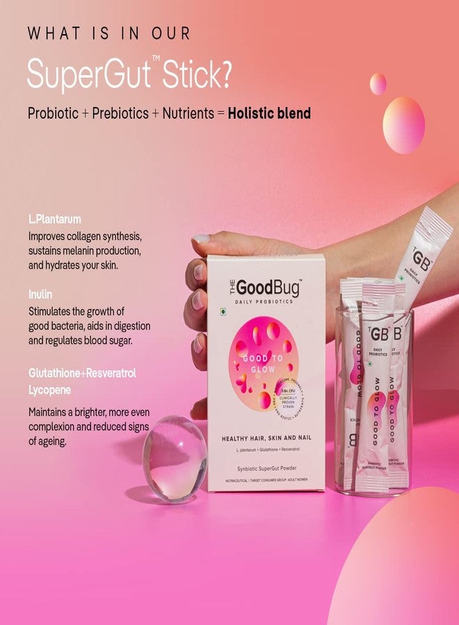 The Good Bug Good To Glow SuperGut Powder for Glowing Skin | Pre & Probiotic Supplement for Healthier Skin, Hair & Nails for Women | 5 Billion CFU of Clinically Proven Strains | 90 Days Pack - Image 3