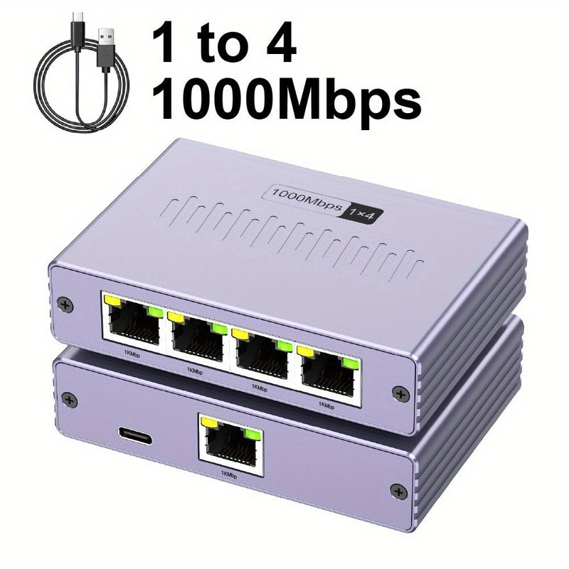 هاي سبيد 1 إلى 4 مقسم جيجابت إيثرنت محول شبكة 1000 ميجابت/ثانية - Image 1