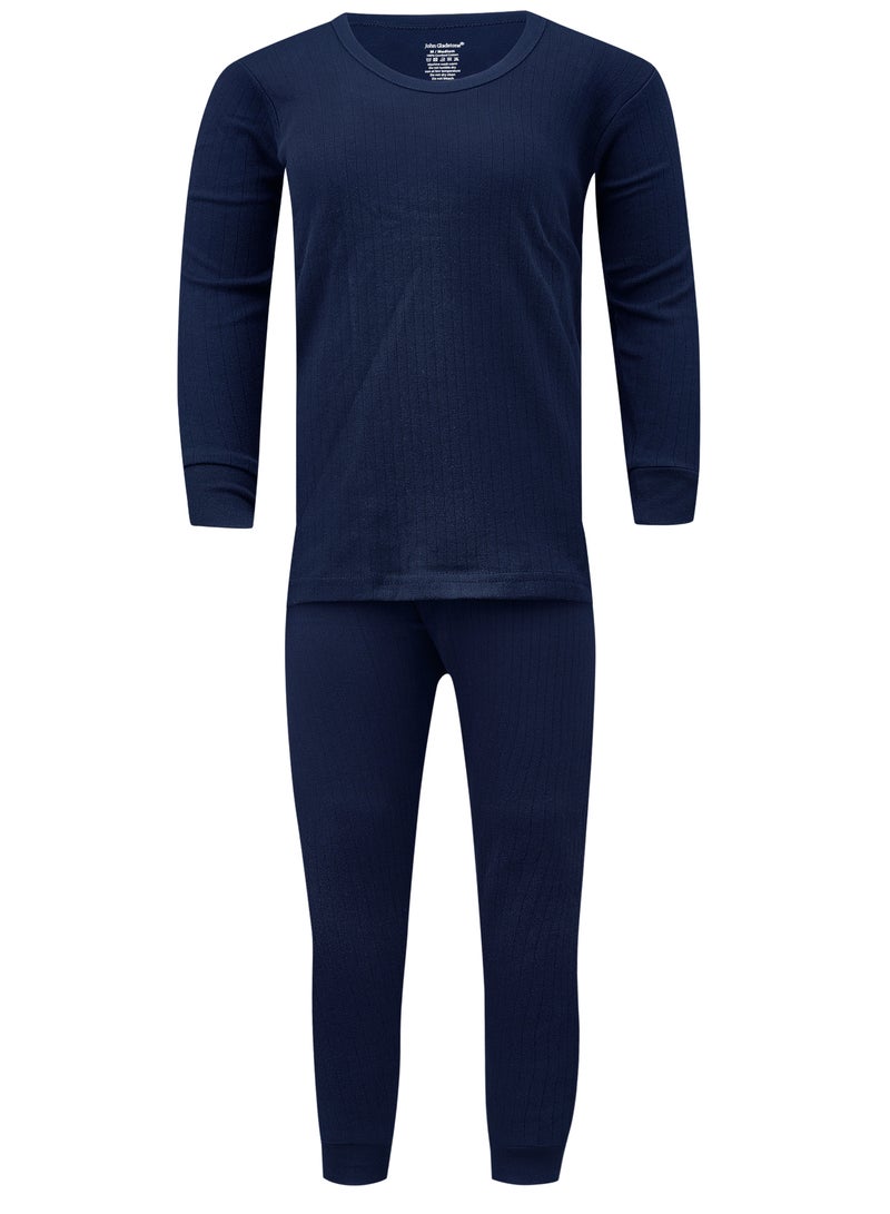 John Gladstone Men's Cotton Interlock Thermal Set  (Navy) - Image 1