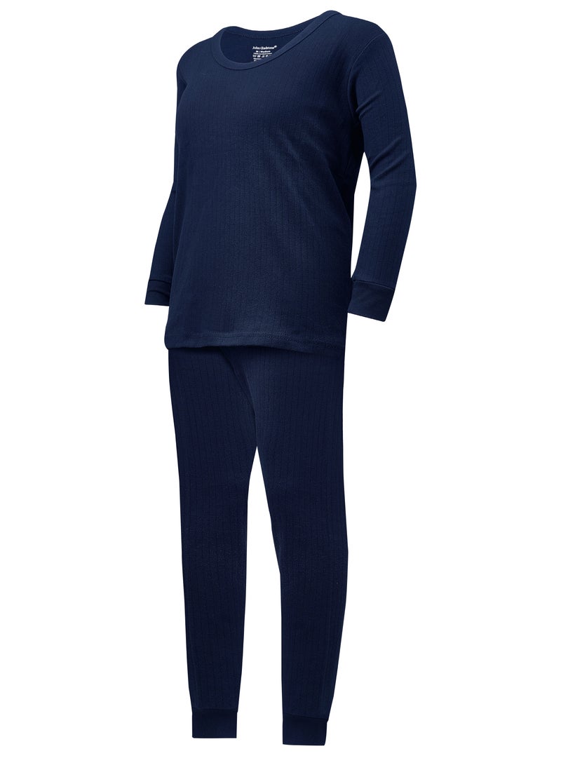 John Gladstone Men's Cotton Interlock Thermal Set  (Navy) - Image 2