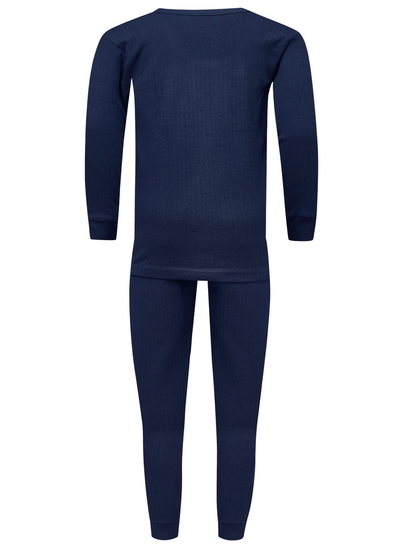 John Gladstone Men's Cotton Interlock Thermal Set  (Navy) - Image 3