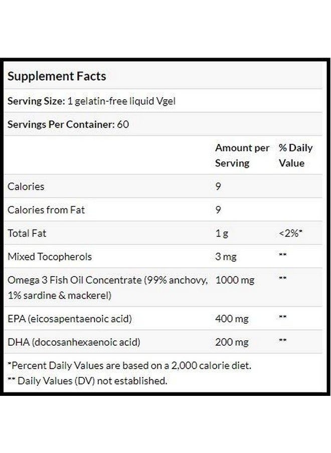 Omega3 Concentrate Premium Fish Oil Dha Epa Vegan Non Gmo Gluten Free 60 Count Vegetarian Soft Gels - pzsku/Z3A992948CA6AC80D38BCZ/45/_/1695146126/a1a38ea7-106d-4a6b-9302-1d0502d62d0f