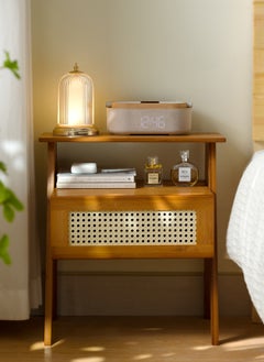 Sharpdo Sharpdo Bedroom Home Log-Style Brown Bedside Table with Single-Layer Drawer Storage 43*31*50CM  - Image 2