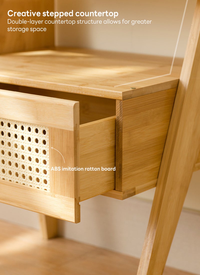 Sharpdo - Sharpdo Bedroom Home Log-Style Brown Bedside Table with Single-Layer Drawer Storage 43*31*50CM - Image 1
