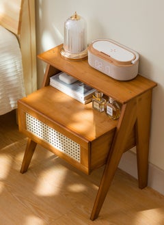 Sharpdo Sharpdo Bedroom Home Log-Style Brown Bedside Table with Single-Layer Drawer Storage 43*31*50CM  - Image 3