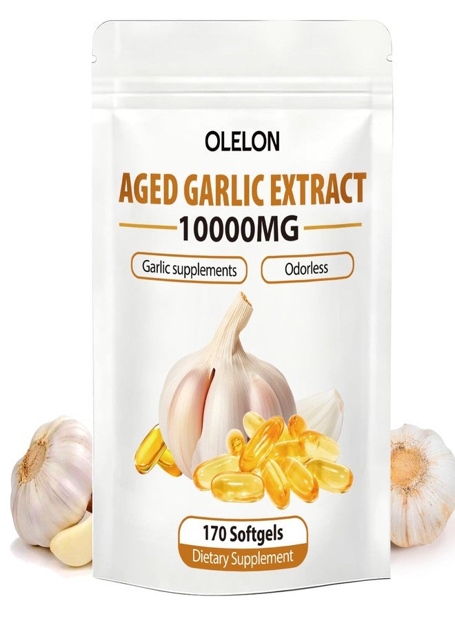 OLELON Aged Garlic Extract 170 Softgels - 1000mg High Potency, Odorless, Non-GMO & Organic Garlic Supplement for Heart Health, Immune Support & Antioxidant Benefits - Image 1
