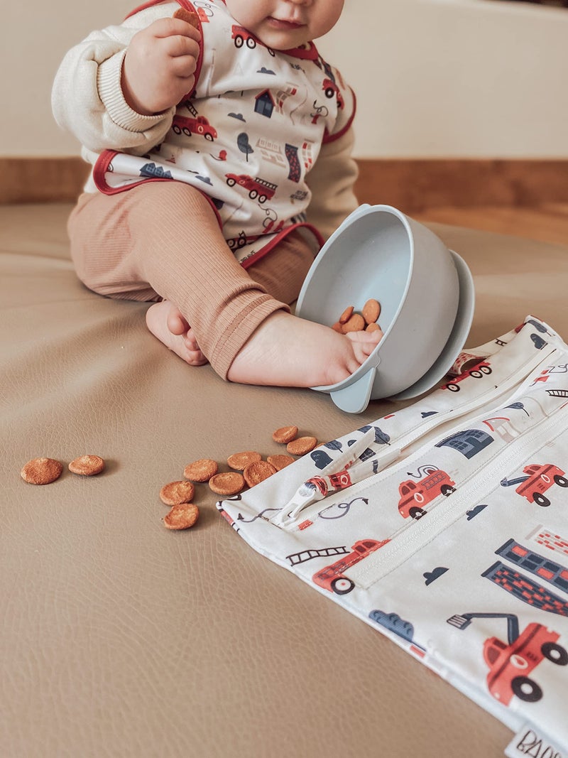 BapronBaby Be Brave Firefighter Wet Dry Bag - Waterproof Two Zipper Pockets - Reusable for Mealtime, Diapers, Stroller, Snacks, Swimsuits - Machine Washable - 11" x 9" - Image 4