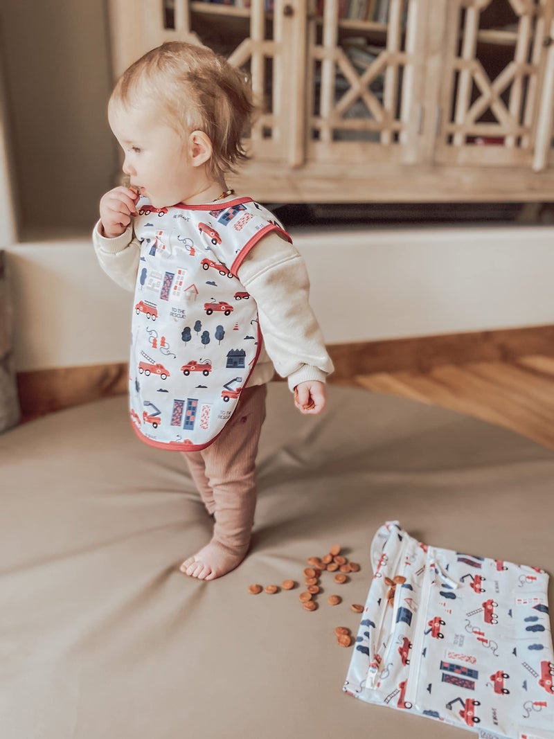 BapronBaby Be Brave Firefighter Wet Dry Bag - Waterproof Two Zipper Pockets - Reusable for Mealtime, Diapers, Stroller, Snacks, Swimsuits - Machine Washable - 11" x 9" - Image 5