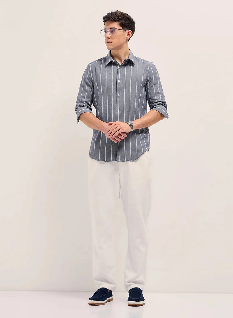 THE BEAR HOUSE Cotton Shirt for Men | Slim Fit, Long Sleeve, Casual or Formal Button-Down | Soft, Breathable Fabric for Work, Everyday, & All-Season Wear in Stylish