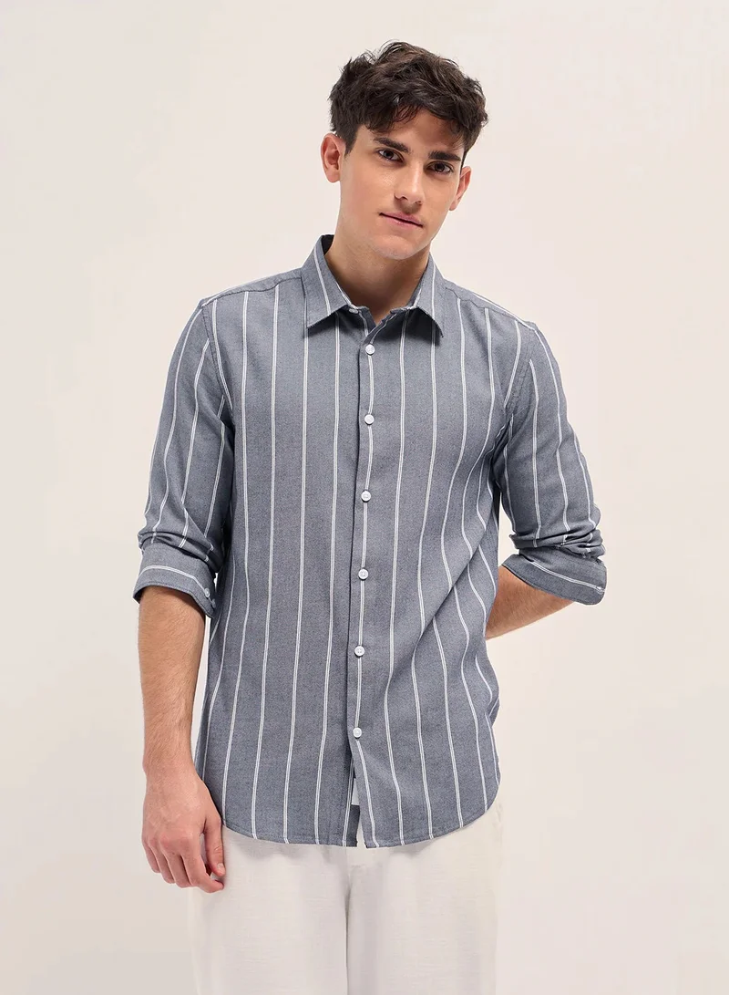 THE BEAR HOUSE Cotton Shirt for Men | Slim Fit, Long Sleeve, Casual or Formal Button-Down | Soft, Breathable Fabric for Work, Everyday, & All-Season Wear in Stylish