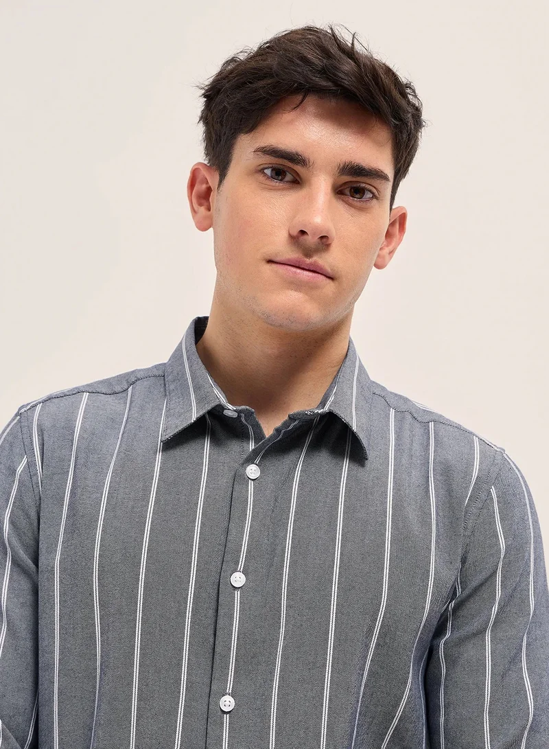 THE BEAR HOUSE Cotton Shirt for Men | Slim Fit, Long Sleeve, Casual or Formal Button-Down | Soft, Breathable Fabric for Work, Everyday, & All-Season Wear in Stylish