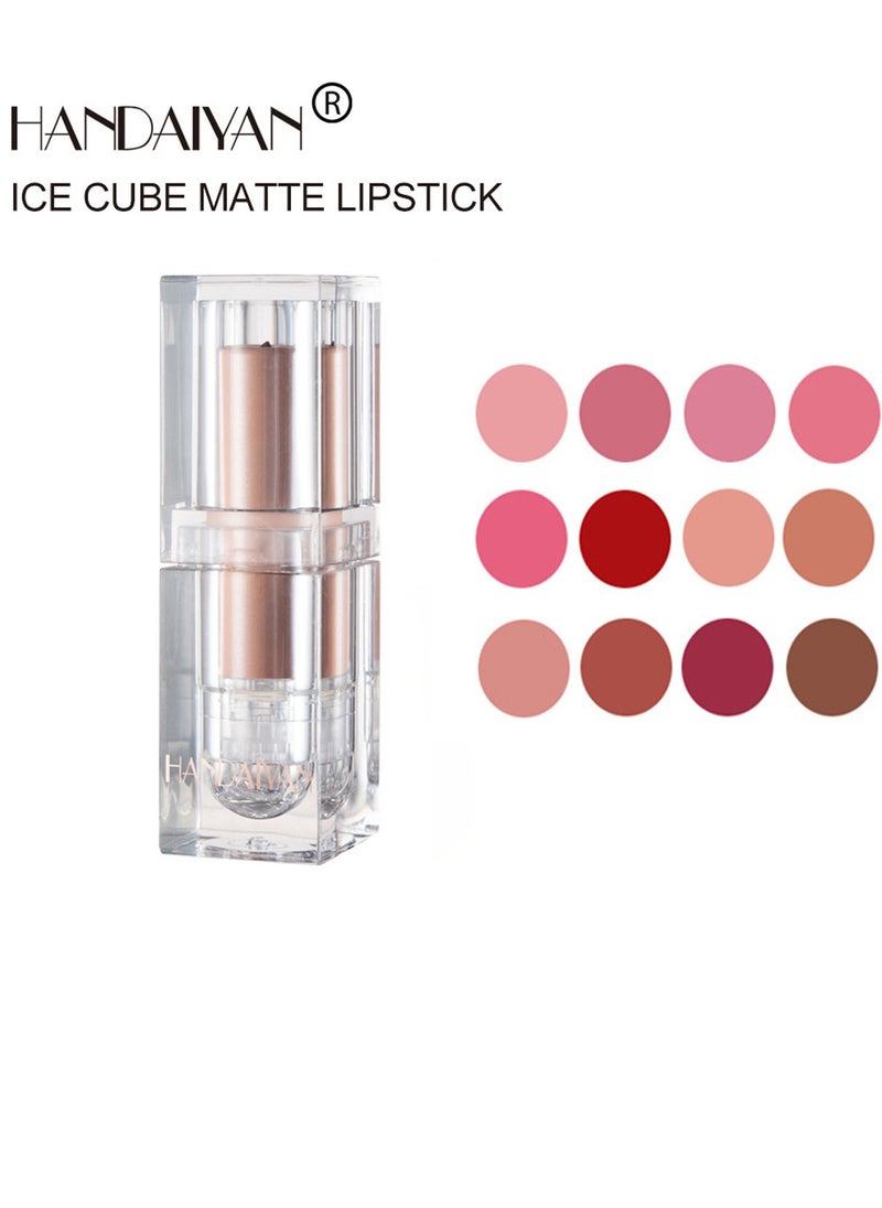 Handaiyan Lipstick For Women Matte Lipsticks Long Lasting Moisturizing Long Wear Waterproof 24 Velvet Ice Cube Lip Stain Makeup Tint Nude Superstay Original Highly Pigmented Nourishing Non-Drying  - Image 3