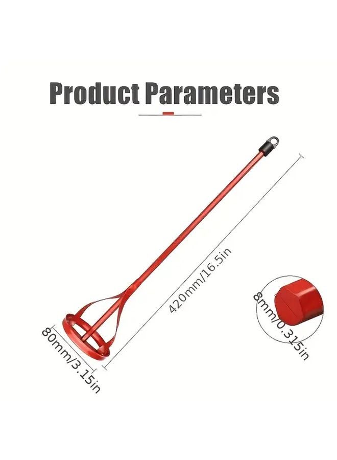 Red Heavy Duty Manual Mixer with Hex Shaft for Paint Plaster Grout Mortar - Image 3