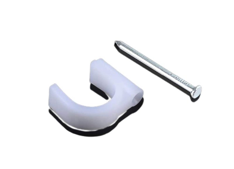 BNs Plastic Wire Fastener Circle Cable Clips with Metal Nail White Pack of 100 4mm  - Image 2