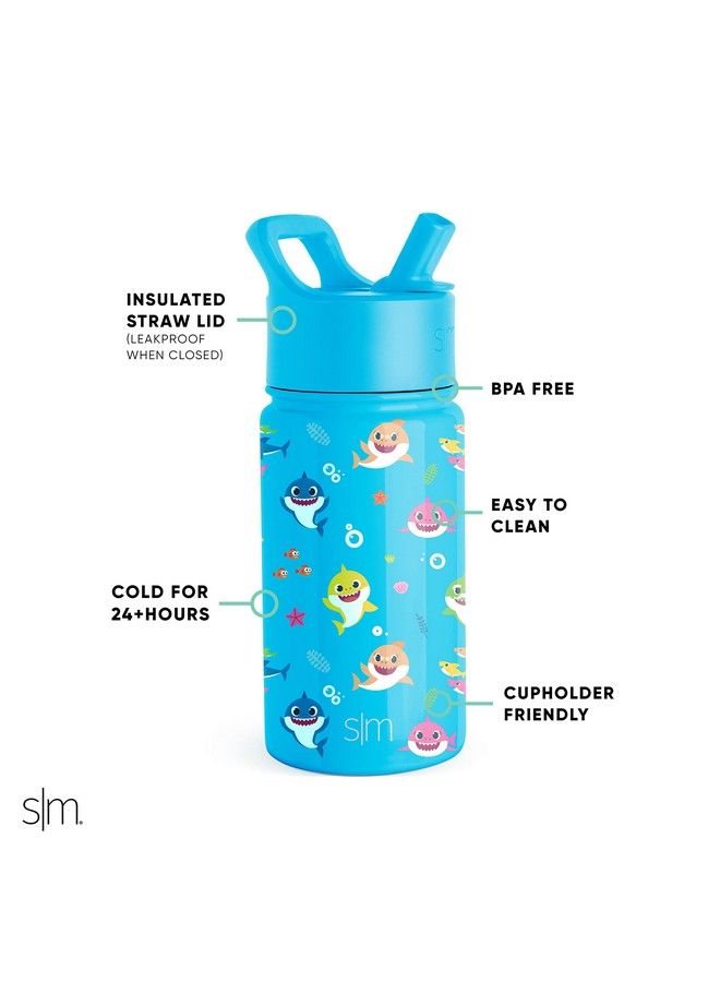 Simple Modern Baby Shark Kids Water Bottle With Straw Lid ; Insulated Stainless Steel Reusable Tumbler For Toddlers Boys ; Summit Collection ; 14Oz Baby Shark Friends - Image 3