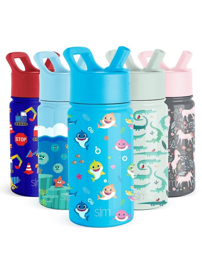 Simple Modern Baby Shark Kids Water Bottle With Straw Lid ; Insulated Stainless Steel Reusable Tumbler For Toddlers Boys ; Summit Collection ; 14Oz Baby Shark Friends - Image 2