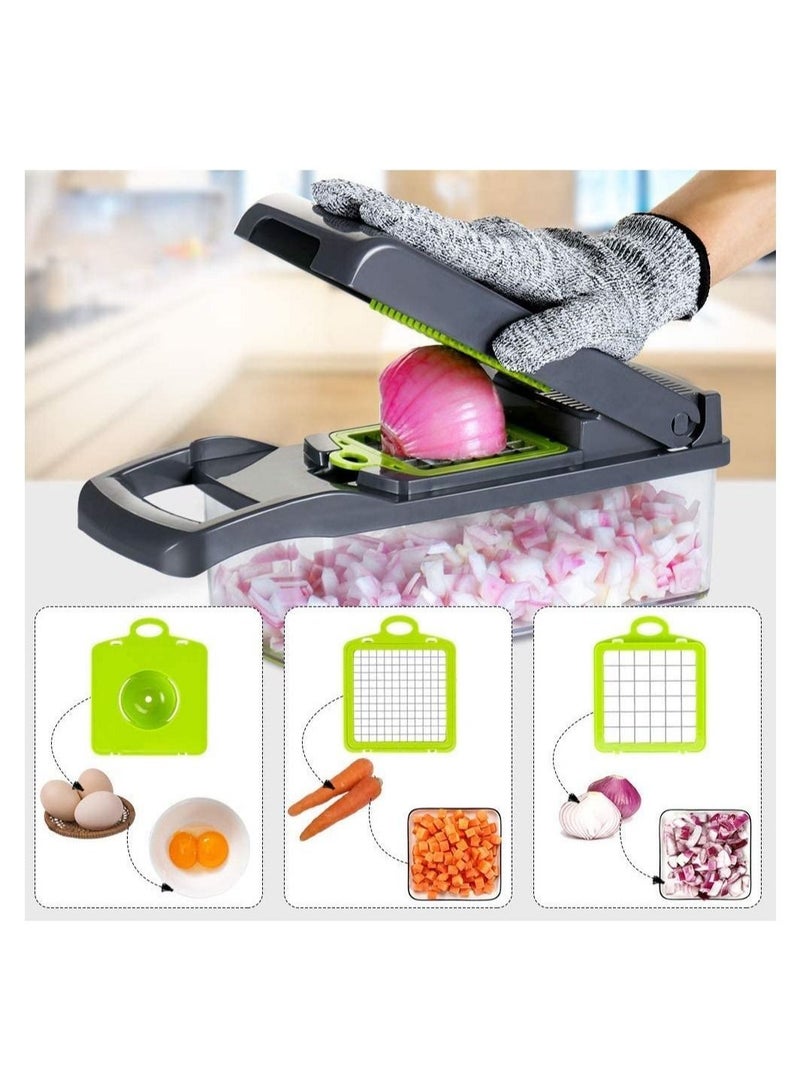 ELTRAZONE Vegetable Chopper Slicer Dicer - 12-in-1 Fruits Cutter Mandoline Slicer Food Chopper/Cutter with 7 Stainless Steel Blades, Adjustable Slicer & Dicer with Storage Container - Image 3