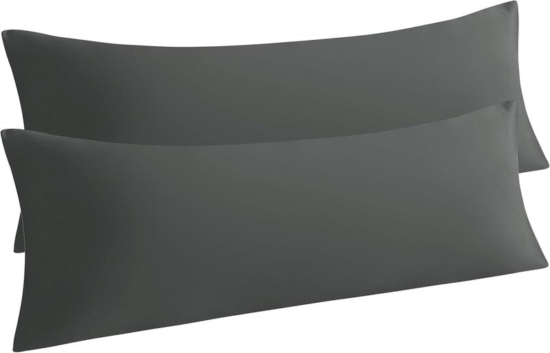 NTBAY Body Pillow Cases Set of 2, 2 Pack Brushed Microfiber 20x54 Pillow Cases, Soft, Wrinkle, Fade, Stain Resistant Dark Grey Pillow Cases with Envelope Closure, 20x54 Inches, Dark Grey - Image 1