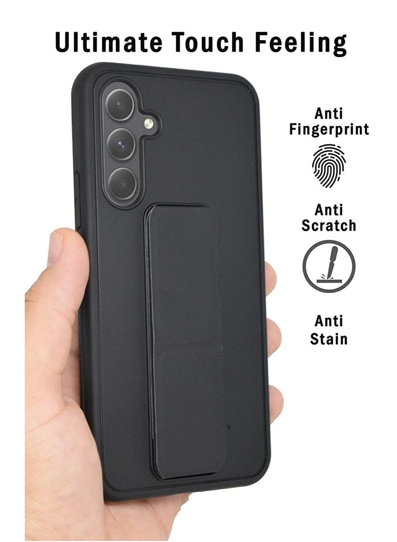 Denx Samsung Galaxy A15 Case with Kickstand and Magnetic Holder, Premium Vertical Strap and Grip with Silicone Holder, multiple viewing positions for Samsung Galaxy A15 (Black) - Image 3