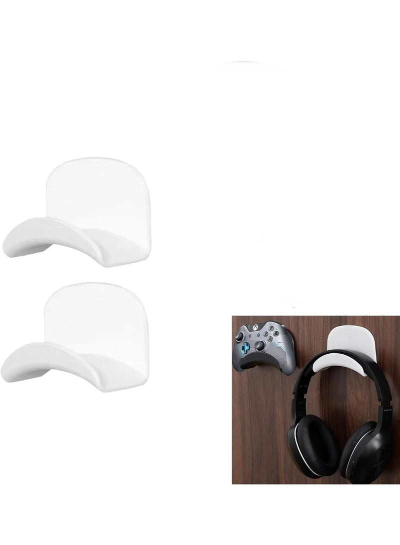 2 PACK Headphone Stand Headset Holder, Adhesive Gaming Earphones Hanger, Universal Desk Wall Mount Hook for All - Image 1