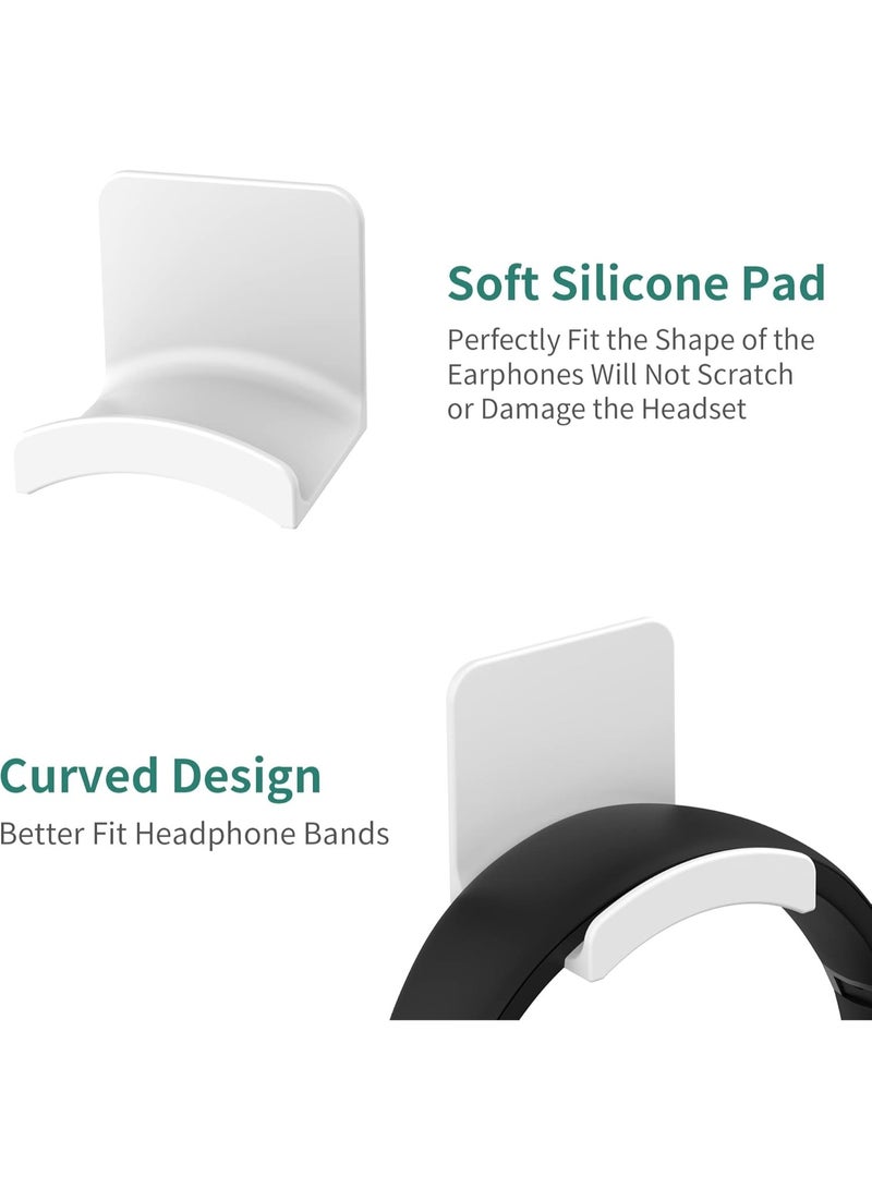 2 PACK Headphone Stand Headset Holder, Adhesive Gaming Earphones Hanger, Universal Desk Wall Mount Hook for All - Image 2