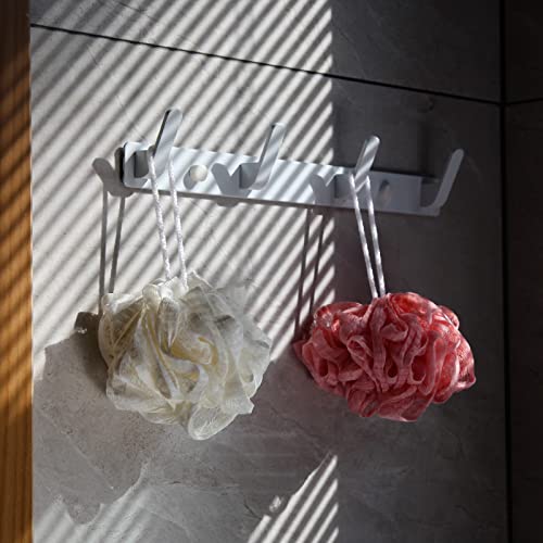 NineGridIsland 4 Hooks White Wall Mounted Towel Hooks for Bathrooms and Coat Racks - Image 3