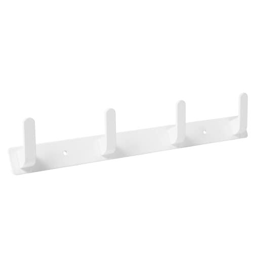 NineGridIsland 4 Hooks White Wall Mounted Towel Hooks for Bathrooms and Coat Racks - Image 1